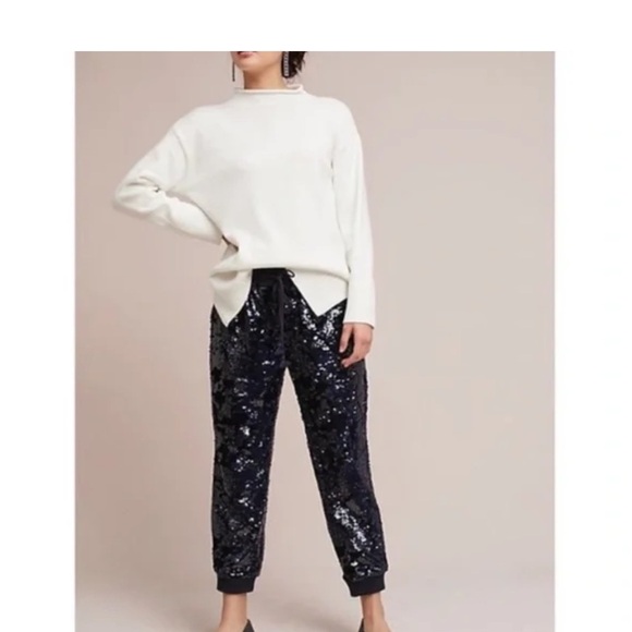 Anthropologie Saturday Sunday Black Sequin Joggers Size Medium - Picture 4 of 12